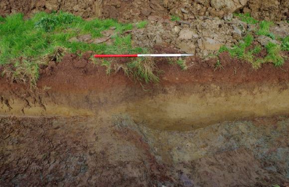 Image of section of archaeological trench showing stratigraphyCredit - Wessex Archaeology